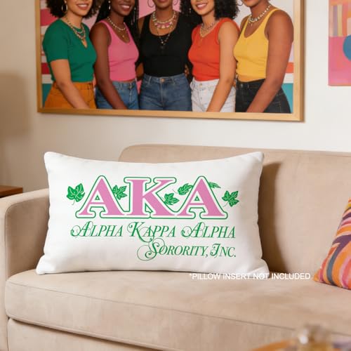 AKA Sorority Lumbar Pillow Cover - Green Ivy Leaf Print, 12x20