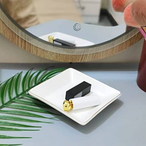 HANKOR White Ceramic Jewelry Dish Tray - Decorative Trinket Holder for Rings & Earrings