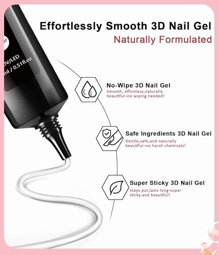BISHENGYF 3D Nail Sculpting Gel Kit with Chrome Powder - 15g