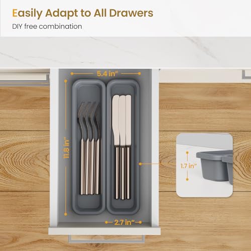 Silicone Drawer Organizer for Cutlery - 2 Pack, Heat-Resistant & Non-Slip