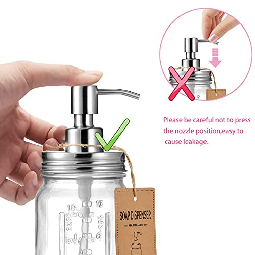 Amolliar 16oz Mason Jar Soap Dispenser with Brushed Nickel Pump