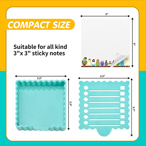 Litacimi Blue Wavy Sticky Notes Holder with Stencil - Desk Note Dispenser
