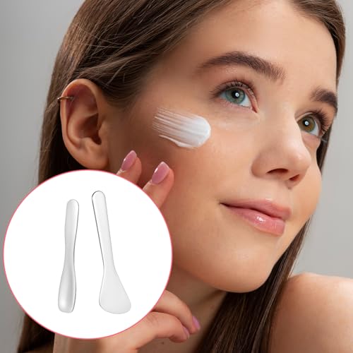 2-Piece Stainless Steel Cosmetic Spatula Set for Skincare Cream Mixing