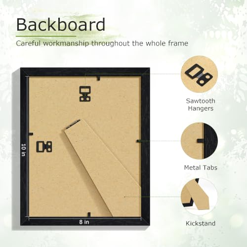 Fisnish Black Woodgrain 8x10 Picture Frame Set of 3 - Wall & Tabletop Display
