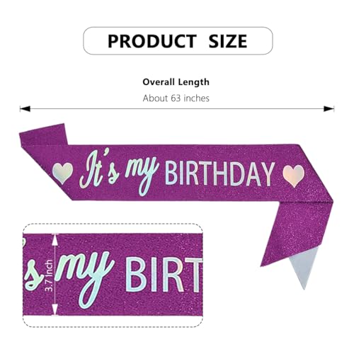 Glitter Birthday Sash with Foil Letters for Women & Girls