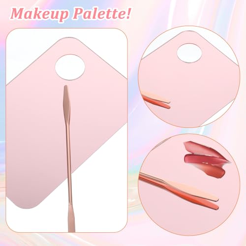 Makeup Mixing Palette and Spatula Set Clear Acrylic Cosmetic Tray (Pink)