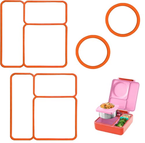 Orange 4-Pack Silicone Lid Seal Gaskets for OmieBox Bento Box