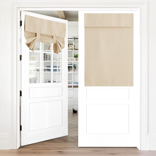 NICETOWN Biscotti Beige French Door Curtains 26x40 Inches Pack of 1 - No Drilling Window Coverings for Kitchen & Front Doors