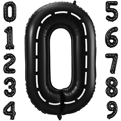 Race Car Number 0 Balloon 40 Inch Black Two Fast Birthday Party