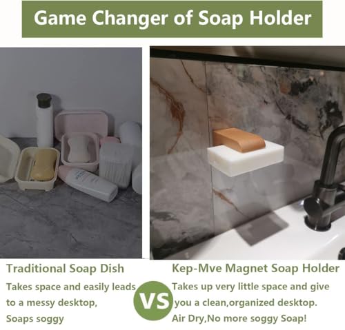 2pcs Beech Wood Magnetic Soap Holder - Self Draining Shower Dish