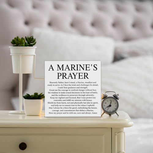 Marine's Prayer Wooden Box Sign - 5x5 Inspirational Military Wall Decor