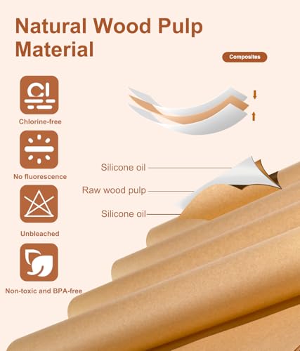 Non-Stick Unbleached Parchment Paper Sheets, 9x13in - 70 Heavy Duty Liners