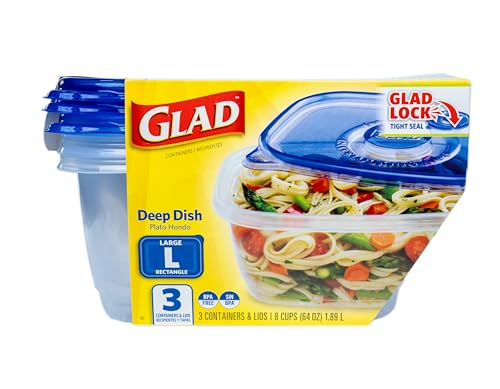 GladWare 64 Oz Deep Dish Food Storage Containers - 3 Pack