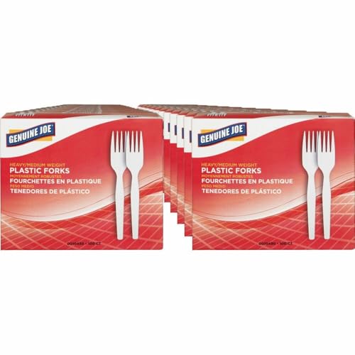 Genuine Joe Heavyweight Disposable White Plastic Forks - 4000 Pack