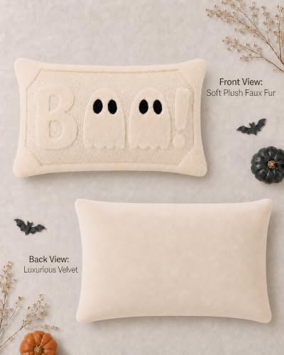 Faux Rabbit Fur Halloween Pillow Covers - Vintage Ghost Designs
