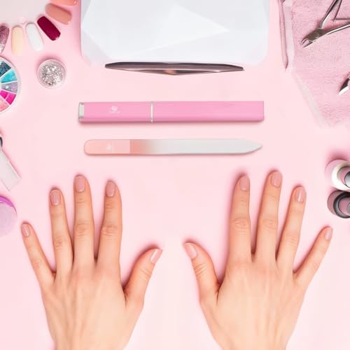 DARYA Crystal Glass Nail File Set 2-Pack with Case for Natural Nails
