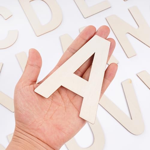 52 Pack 4-Inch Wooden Alphabet Letters for Crafts & DIY Projects