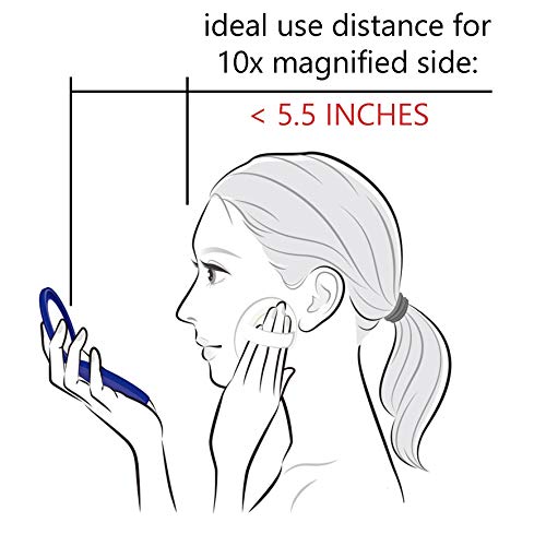Black Makeup Pocket Mirror with 10x Magnification & Regular Mirror