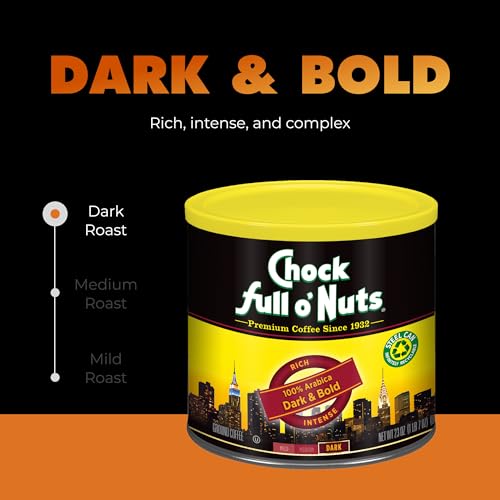 Chock Full o' Nuts Dark & Bold Ground Coffee, 23 oz - Rich Flavor & Aroma
