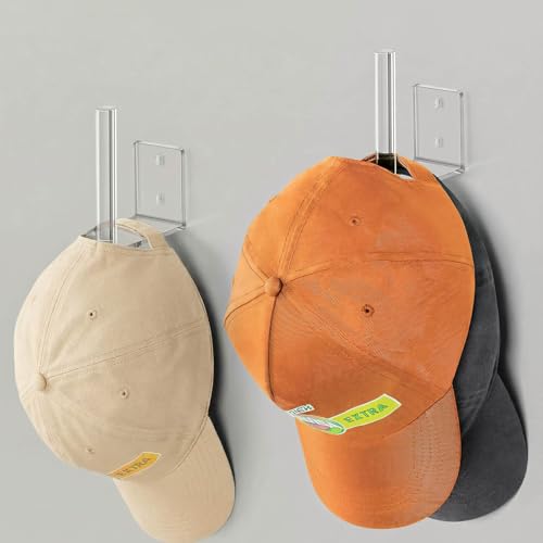 Clear Acrylic Baseball Cap Organizer - Floating Hat Rack (2 Pack)