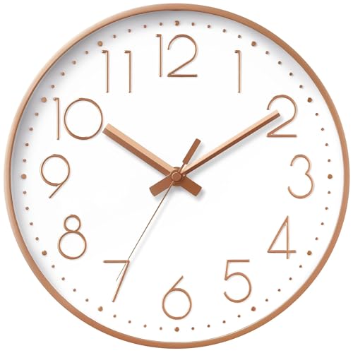 DAXSMY 8 Inch Rose Gold Wall Clock - Battery Operated Silent