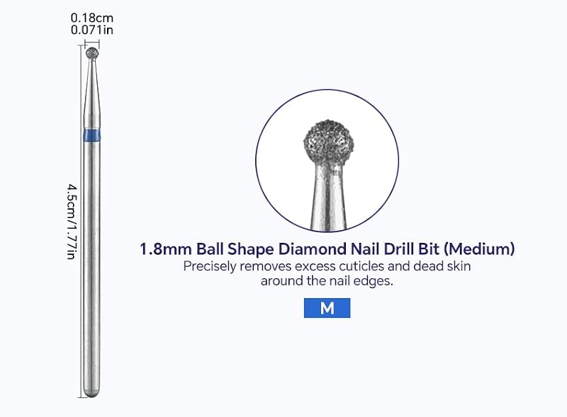 Siyuwuro Tungsten Steel Nail Drill Bit Set 3/32" Cuticle Removal Tool