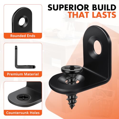 40PCS Black L Brackets for Wood Furniture Reinforcement