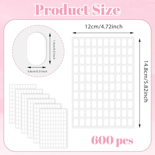 Sorcristy 600PCS Double Sided Adhesive Tapes for Nail Art Display and Practice