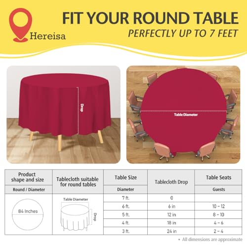 84in Round Cerise Plastic Tablecloth - Premium Quality Disposable Cover