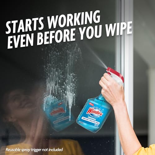 Windex Original Glass and Window Cleaner, 32 Fl Oz Refill Pack of 3 + Trigger