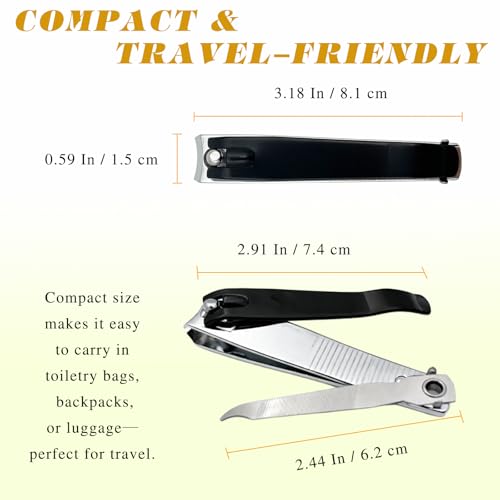 Black Stainless Steel Nail Clippers Set - 2PCS Large Trimmers