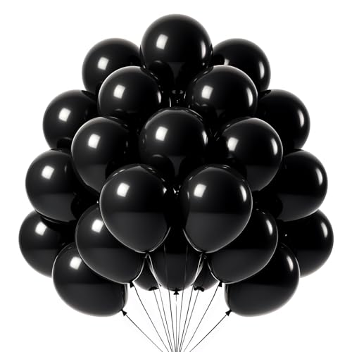 Black Matte Latex Balloons 12 Inch 100 Pack for Party Decor and Arches