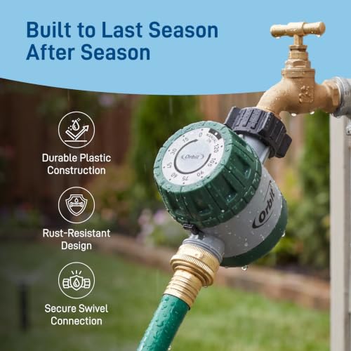 Orbit Mechanical Water Timer - Adjustable Hose Faucet Timer (Color Varies)