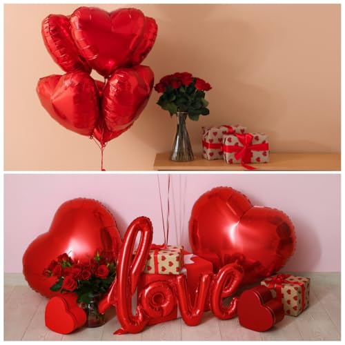12 Pack 18 Inch Silver Heart Balloons for Valentine's Day & Weddings