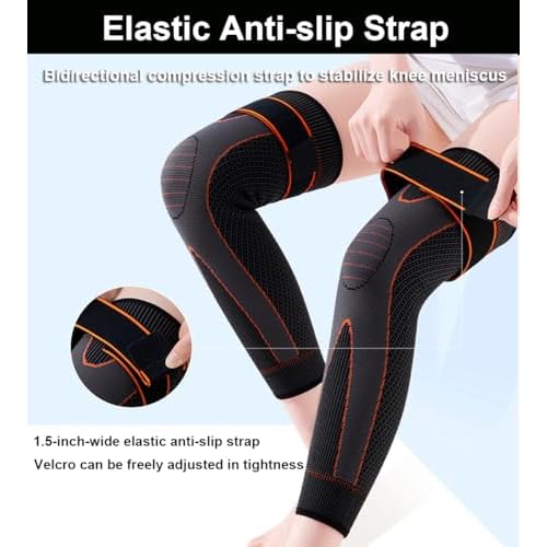 2 Pack Knee Wraps for Pain Relief Women Men, Knee Compression Sleeve for Men Women, Compression Knee Brace for Arthritis Pain and Support (Black, Large)