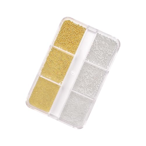 Siyuwuro Mini Metal Caviar Beads for Nail Art 3D Gold Silver Charms