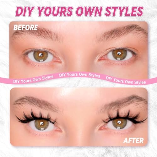 FADLASH Wispy Cluster Lashes - 3D DIY Reusable Eyelash Extensions Mix 10-16mm