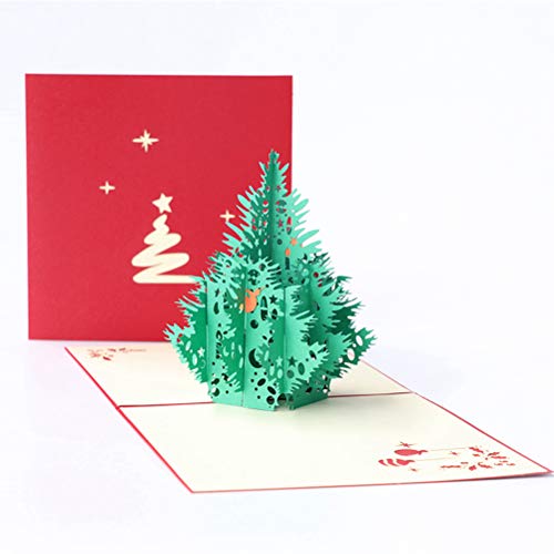 3D Pop Up Christmas Tree Greeting Card with Envelope - Pack of 1 - Holiday Xmas & New Year