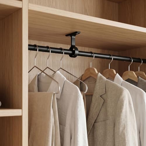Lusofie 2-Pack Ceiling Mount Closet Rod Brackets, 1-5/16 Inch, Black