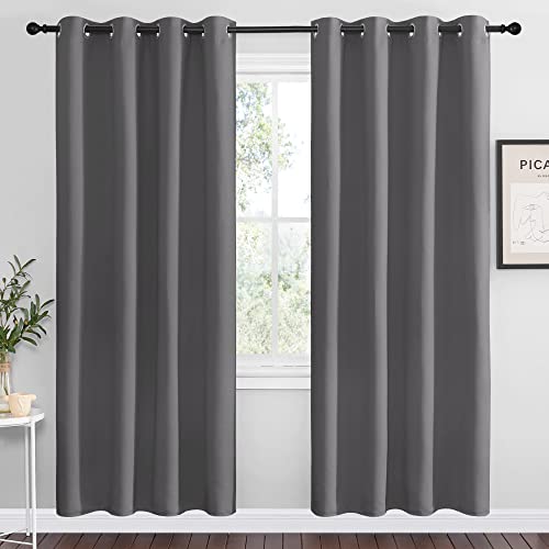 NICETOWN Grey Blackout Curtains 55"W x 78"L 2 Panels for Bedroom - Pack of 2