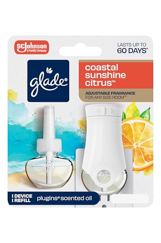 Glade PlugIn Refills Coastal Sunshine Citrus Scented Oil with Starter Kit, 0.67 Fl Oz