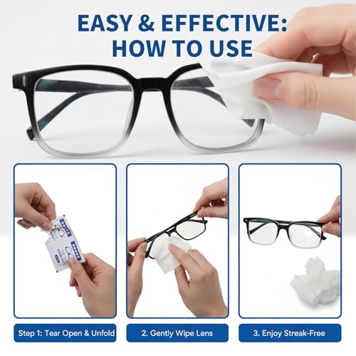 Lens Cleaning Wipes - 220 Count Individually Wrapped for Glasses & Lenses