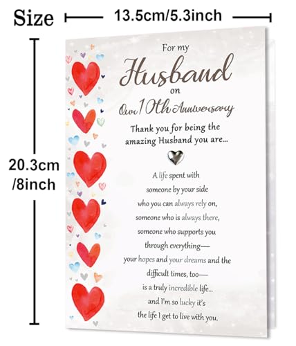 Romantic 10th Anniversary Card for Husband - Model BX289