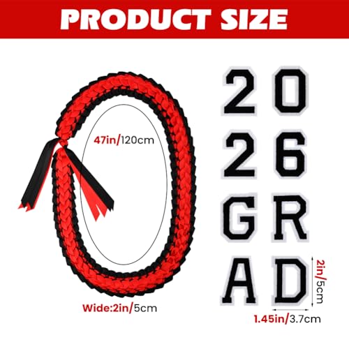 Class of 2026 Graduation Ribbon Lei with Brooches, Braided Garland Necklace