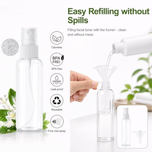 DreiWasser 5-Pack 3.4oz Clear Plastic Spray Bottles for Travel and Essential Oils