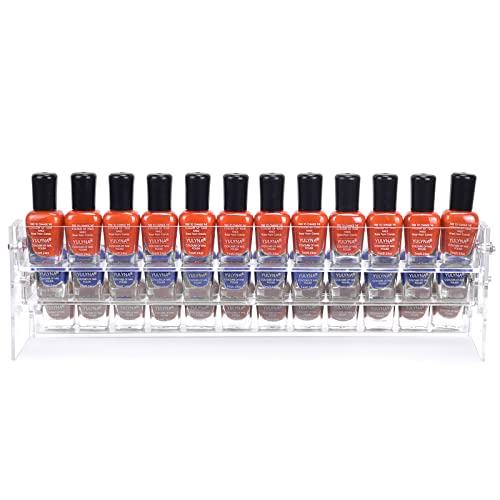 BTremary 3-Pack Clear Acrylic Nail Polish Organizer Shelf Rack - Holds 36 Bottles