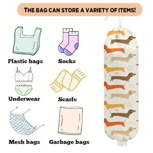 Dog Plastic Bag Holder & Grocery Bag Dispenser for Kitchen Storage