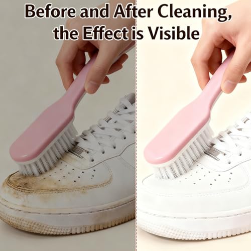 2-Pack Ergonomic Shoe Cleaning Brushes - Pink Set for Stains