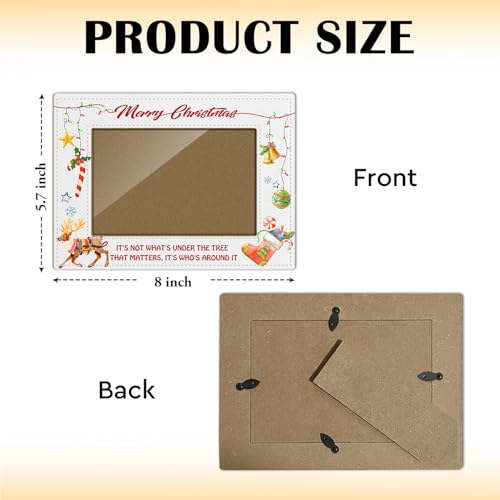 White Leather Christmas Picture Frame 4x6 Inch Snowflake Reindeer Holiday Decor