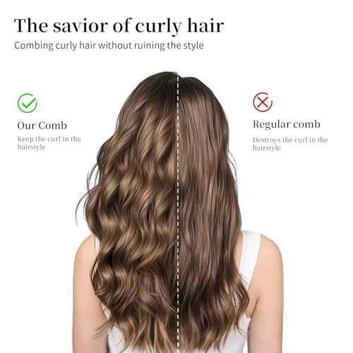 AMZWISH Wide Tooth Comb for Curly Hair with Double-Layer Wavy Teeth